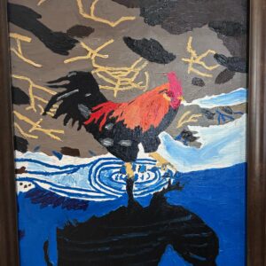 Roster (painting 16” x 20,” frame 19” x 23”)